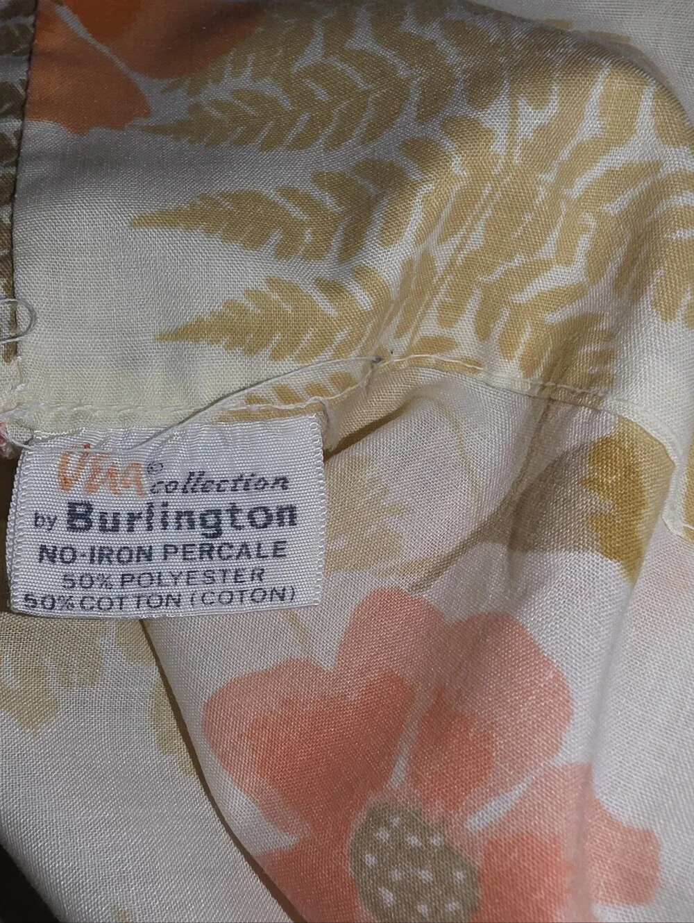 Vintage 1970s King Size Pillowcase “Forest Flower” by Burlington